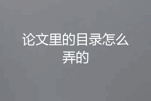 论文里的目录怎么弄的