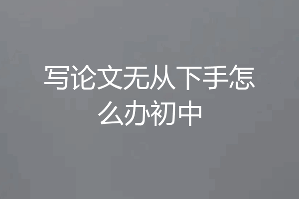 写论文无从下手怎么办初中