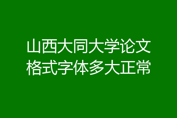 山西大同大学论文格式字体多大正常