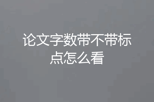论文字数带不带标点怎么看