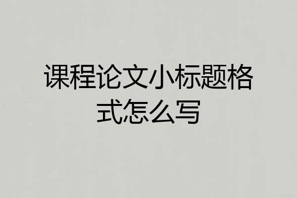 课程论文小标题格式怎么写