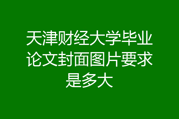 天津财经大学毕业论文封面图片要求是多大