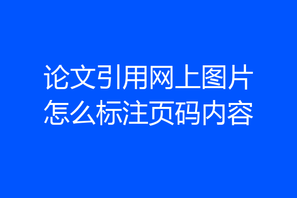 论文引用网上图片怎么标注页码内容