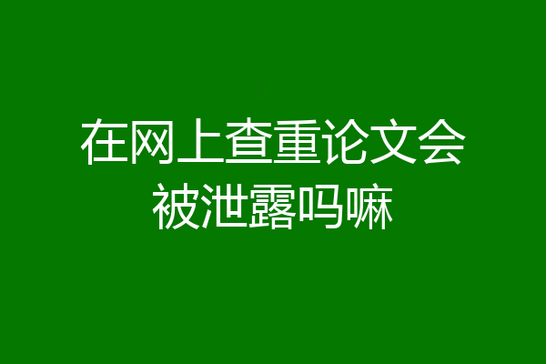 在网上查重论文会被泄露吗嘛