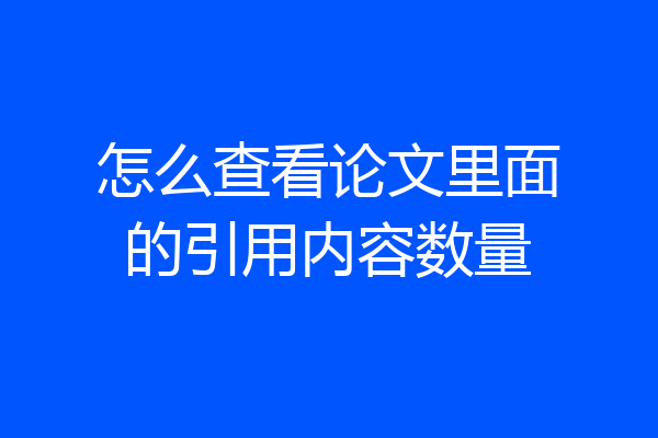 怎么查看论文里面的引用内容数量