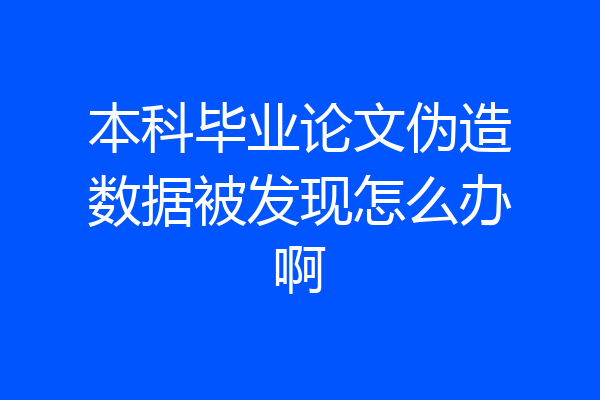 本科毕业论文伪造数据被发现怎么办啊