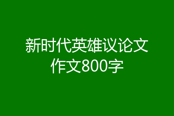 新时代英雄议论文作文800字