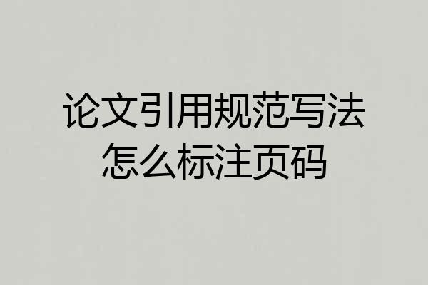 论文引用规范写法怎么标注页码