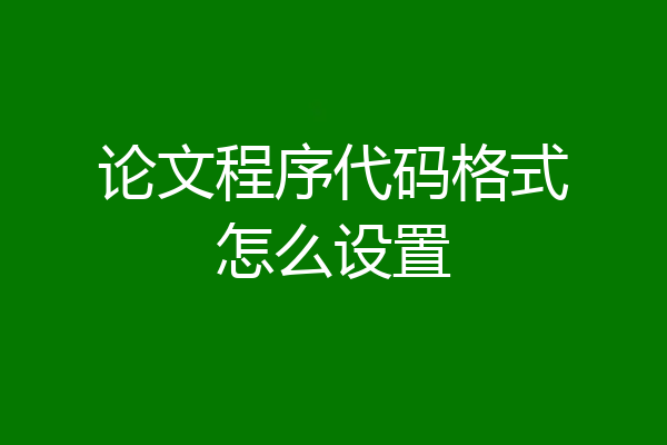 论文程序代码格式怎么设置