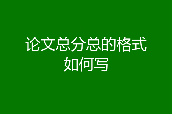 论文总分总的格式如何写