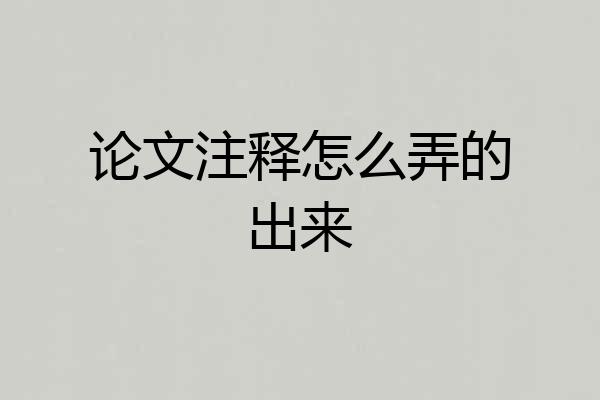 论文注释怎么弄的出来
