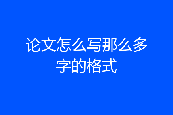 论文怎么写那么多字的格式