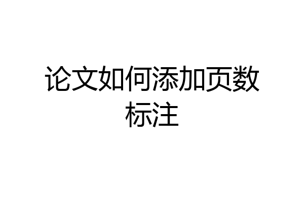 论文如何添加页数标注