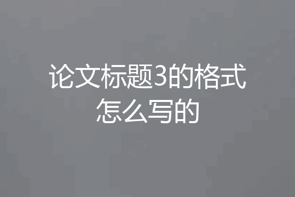 论文标题3的格式怎么写的