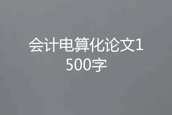 会计电算化论文1500字