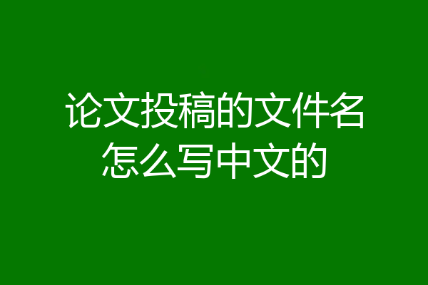 论文投稿的文件名怎么写中文的