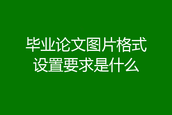 毕业论文图片格式设置要求是什么