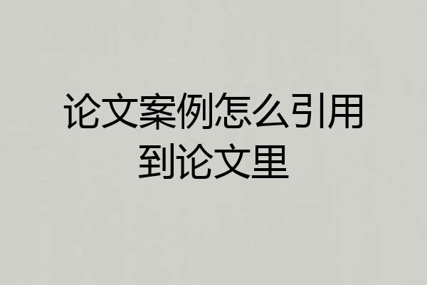 论文案例怎么引用到论文里
