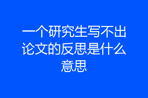 一个研究生写不出论文的反思是什么意思