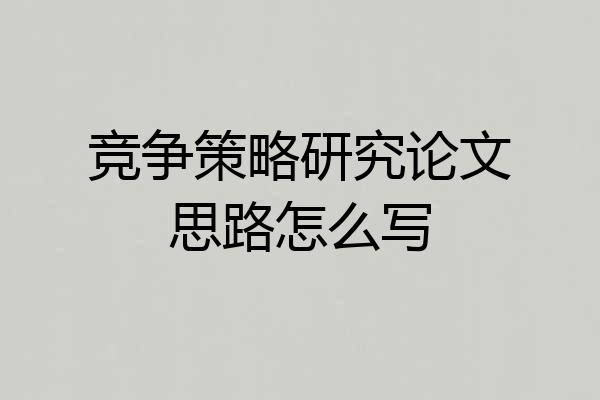 竞争策略研究论文思路怎么写