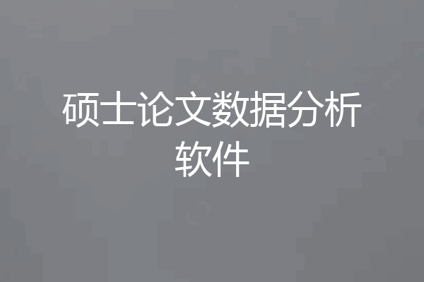硕士论文数据分析软件