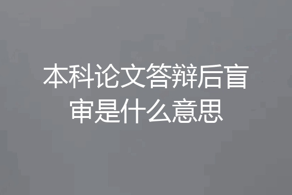 本科论文答辩后盲审是什么意思