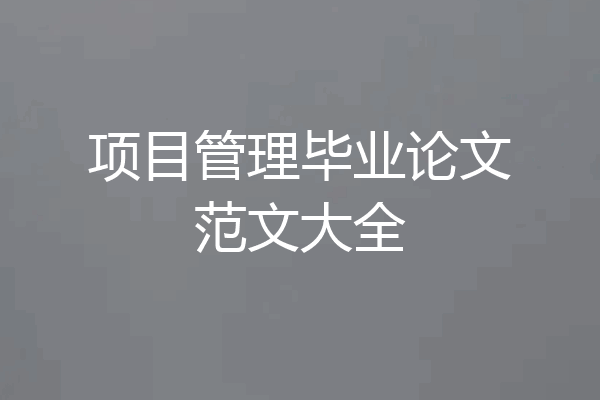 项目管理毕业论文范文大全