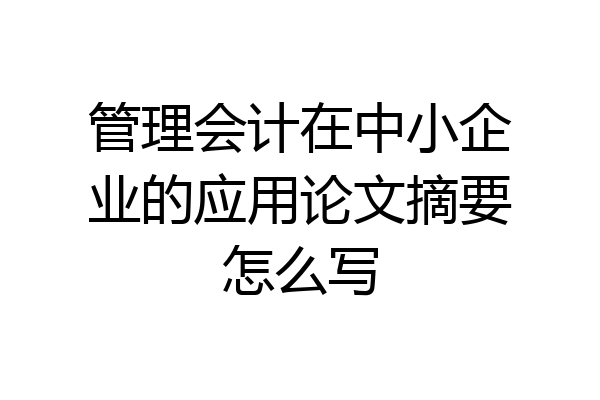 管理会计在中小企业的应用论文摘要怎么写