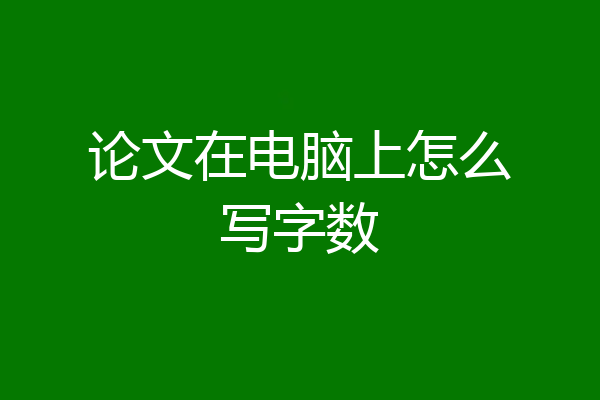 论文在电脑上怎么写字数