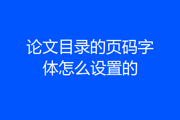 论文目录的页码字体怎么设置的