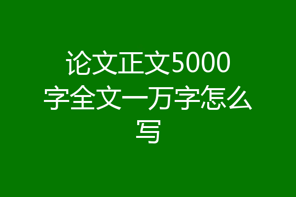 论文正文5000字全文一万字怎么写