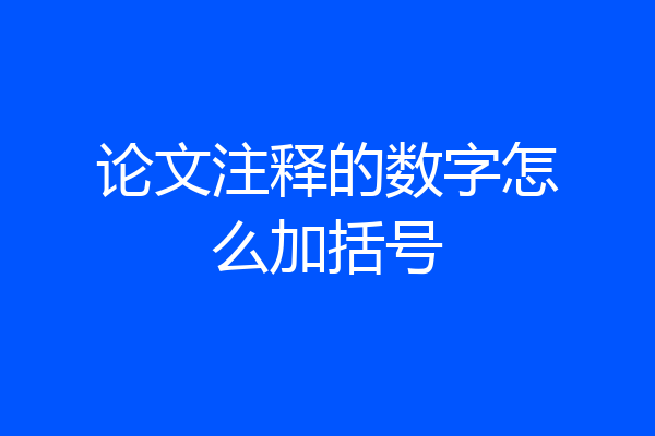 论文注释的数字怎么加括号