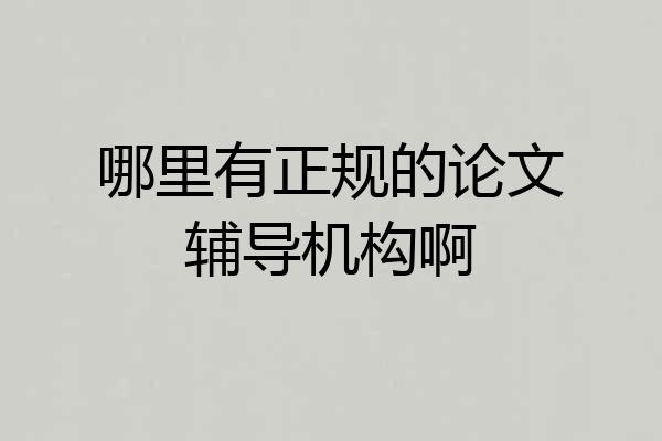 哪里有正规的论文辅导机构啊