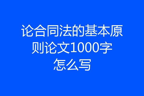 论合同法的基本原则论文1000字怎么写