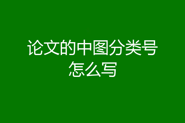 论文的中图分类号怎么写