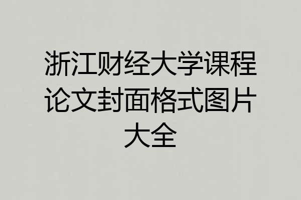 浙江财经大学课程论文封面格式图片大全
