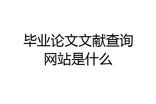 毕业论文文献查询网站是什么