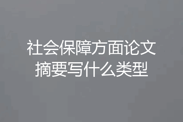 社会保障方面论文摘要写什么类型