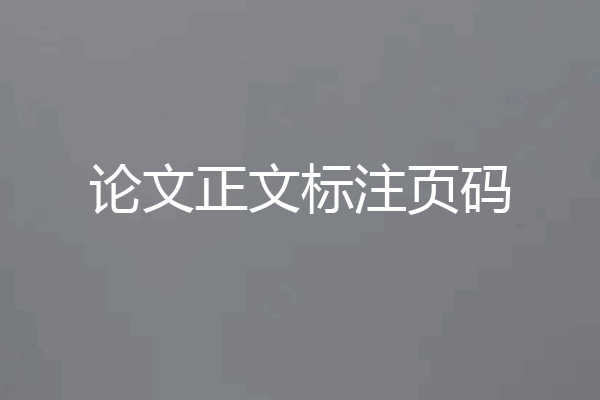 论文正文标注页码
