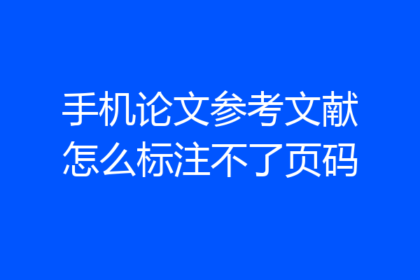 手机论文参考文献怎么标注不了页码