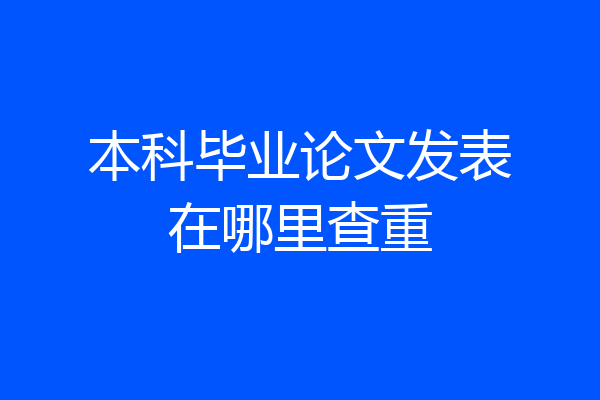 本科毕业论文发表在哪里查重