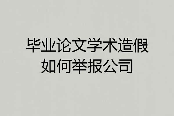 毕业论文学术造假如何举报公司