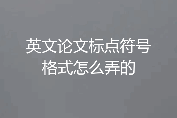 英文论文标点符号格式怎么弄的
