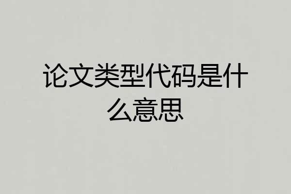 论文类型代码是什么意思