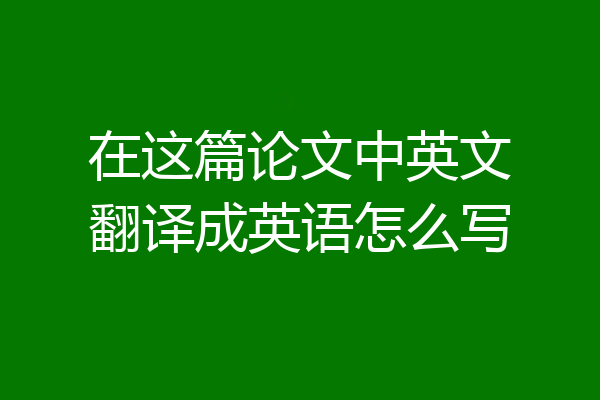 在这篇论文中英文翻译成英语怎么写
