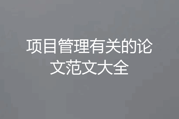 项目管理有关的论文范文大全