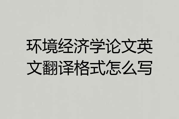 环境经济学论文英文翻译格式怎么写