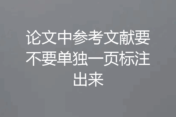 论文中参考文献要不要单独一页标注出来
