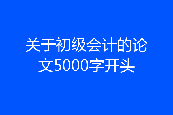 关于初级会计的论文5000字开头