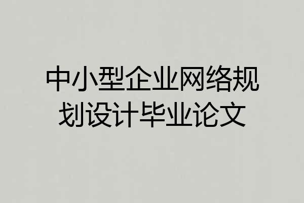 中小型企业网络规划设计毕业论文